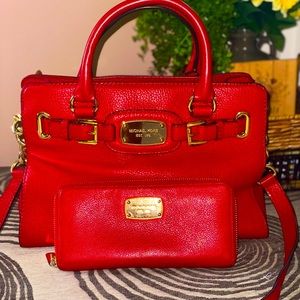 Red Michael Kors Purse & Wallet